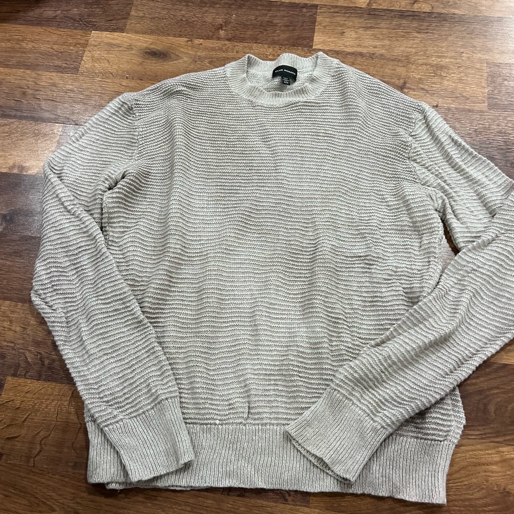 Club Monaco Men's Beige Crewneck Textured Sweater